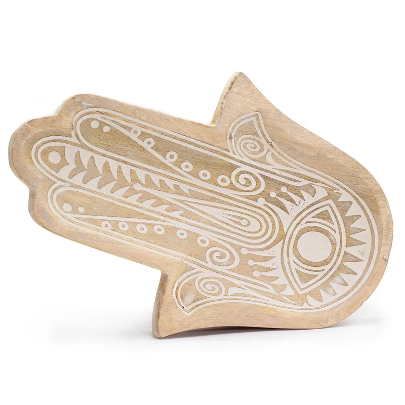 Long Tray 30x20.5x2.5cm Hamsa Whitewash