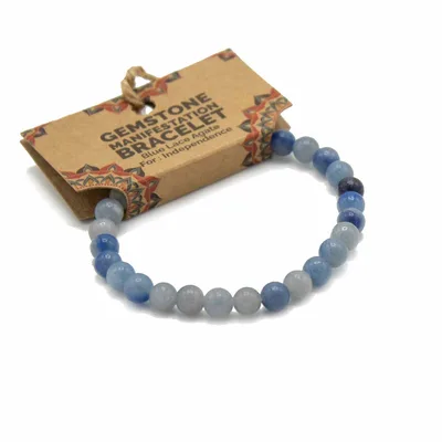 Gemstone Manifestation Bracelet - Blu Lace Agate - Independence — foto 1