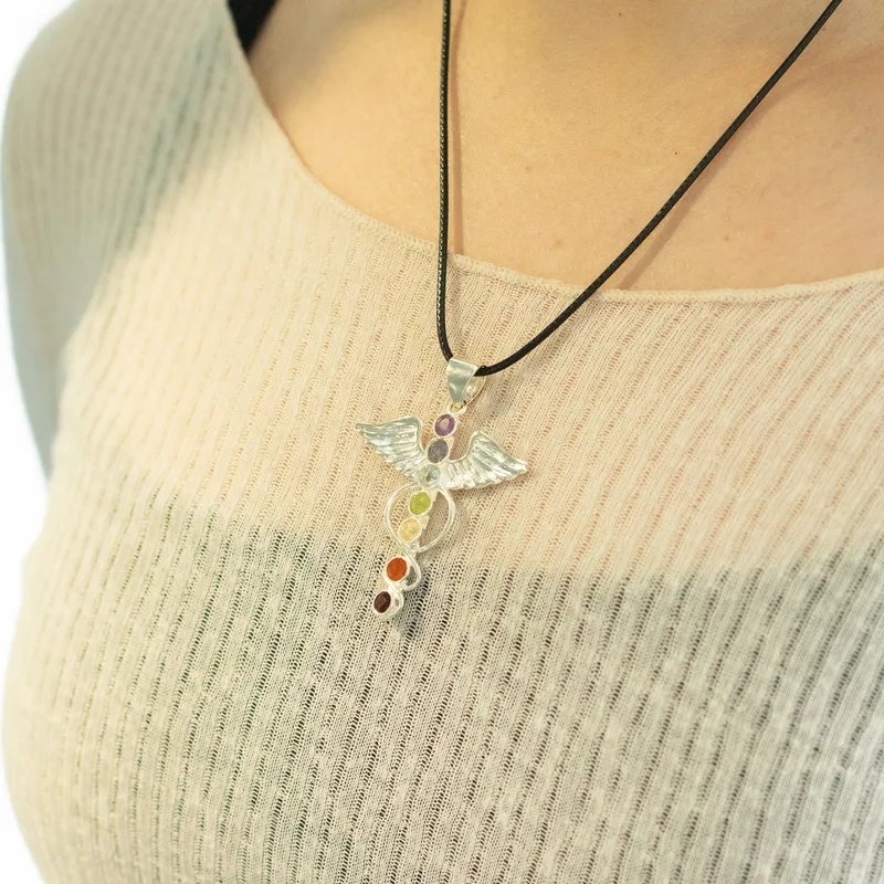 Indian Devotional Pendant Argento Plated Angel Chakra — foto 5