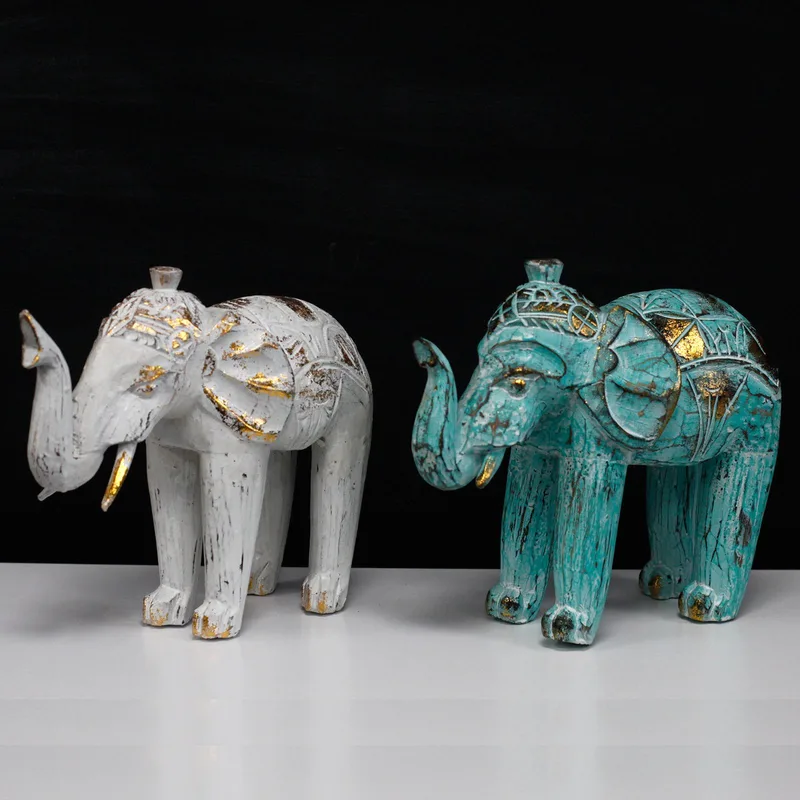 Legno Carved Elephant Turquois Oro — foto 5