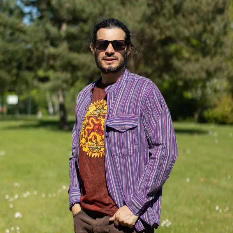 Nomad Sari Stonewashed Cotton T-Shirt Dragon Mandala Maroon Medium — foto 6