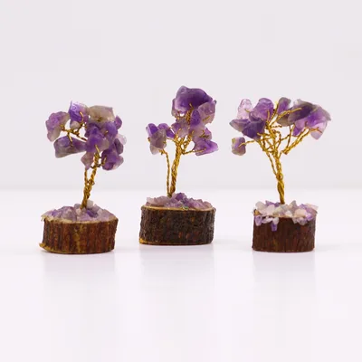 Mini Gemstone Trees On Legno Base - Amethyst (15 stones) — foto 4