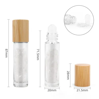 Olio Roller Bottiglia con Pietra Preziosa – Quarzo Rosa – Cappuccio in Legno + Punta Roller in Pietra Preziosa per Bottiglia da 5 ml — foto 2