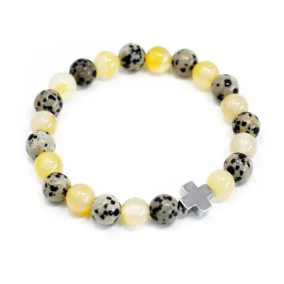 Set di 2 Braccialetti Amicizia con Pietre Preziose – Protezione – Giada Dalmata e Agata Gialla — foto 1
