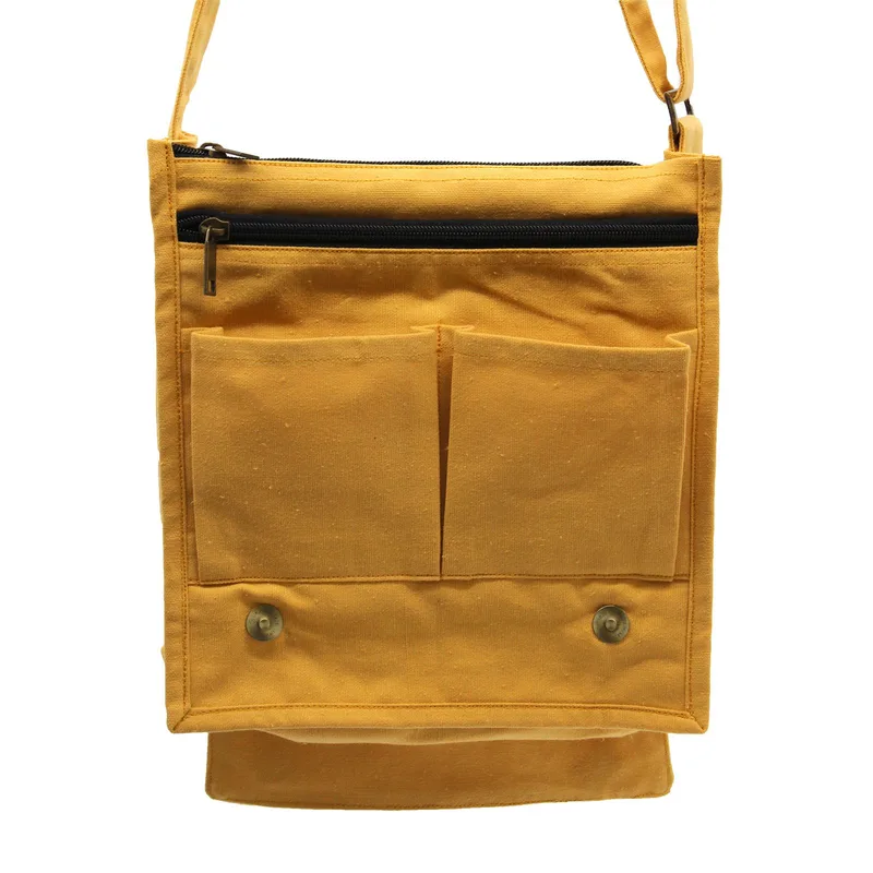 Borsa a tracolla in tela di cotone - Giallo — foto 1