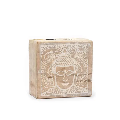 Small Square Scatola 10x10x4.2cm - Buddha Face Whitewash
