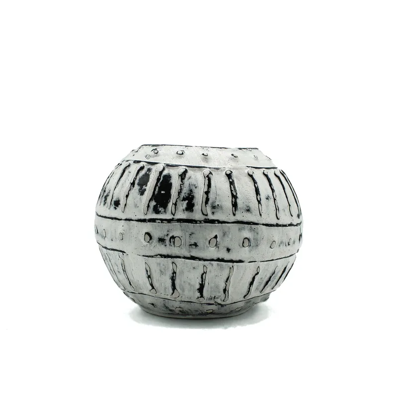 Greek Bubble Clay Plant Pot Crema 10cm