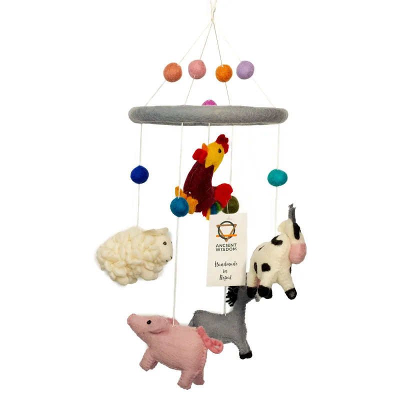 Fatto a mano Felt Mobile Farm Animals