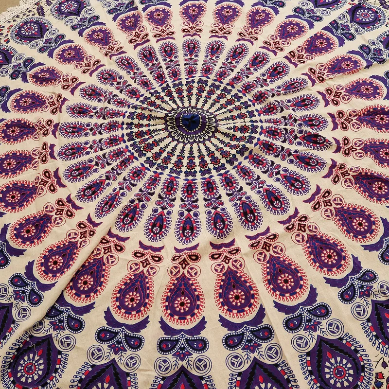 Small Mandala Roundie Cotton Art Peacock Purples — foto 2