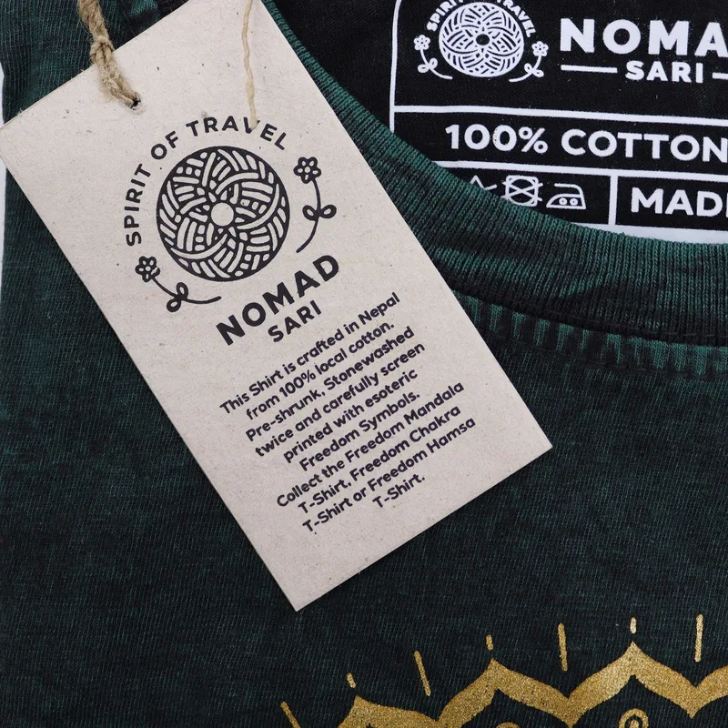 Nomad Sari Stonewashed Cotton T-Shirt Mandala Verde Medium — foto 3