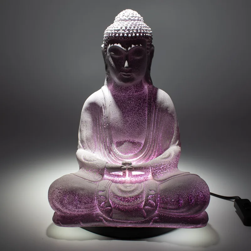 Meditation Buddha Lamp Lavanda Crackle Oval Stand