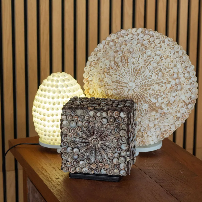 Boho Sea Shell Lamp Cut Art Shell Oval 15cm — foto 2