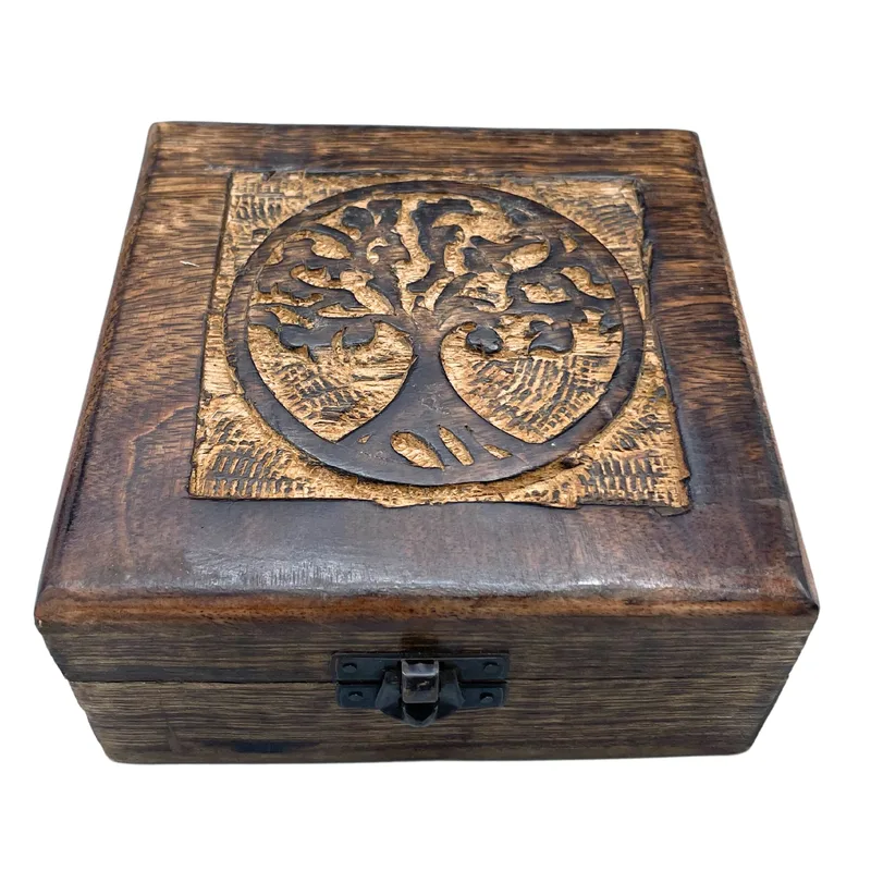 Square Wooden Keepsake Scatola 13x13x6cm - Albero of Life