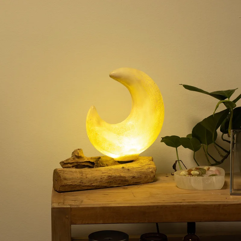 DriftGlow Lamp Crackle Half Moon Shade Grey — foto 5