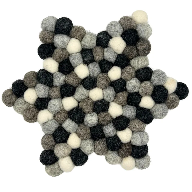 Felt Ball Star Centre Mat Multi Grey Colour