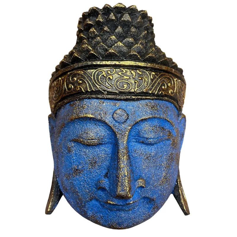 Home Decoration Buddha Head 25cm Blu Shine Finish — foto 1