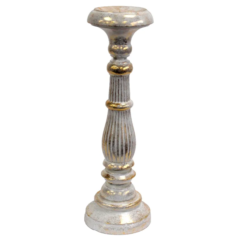 Large Candela Stand Bianco Oro