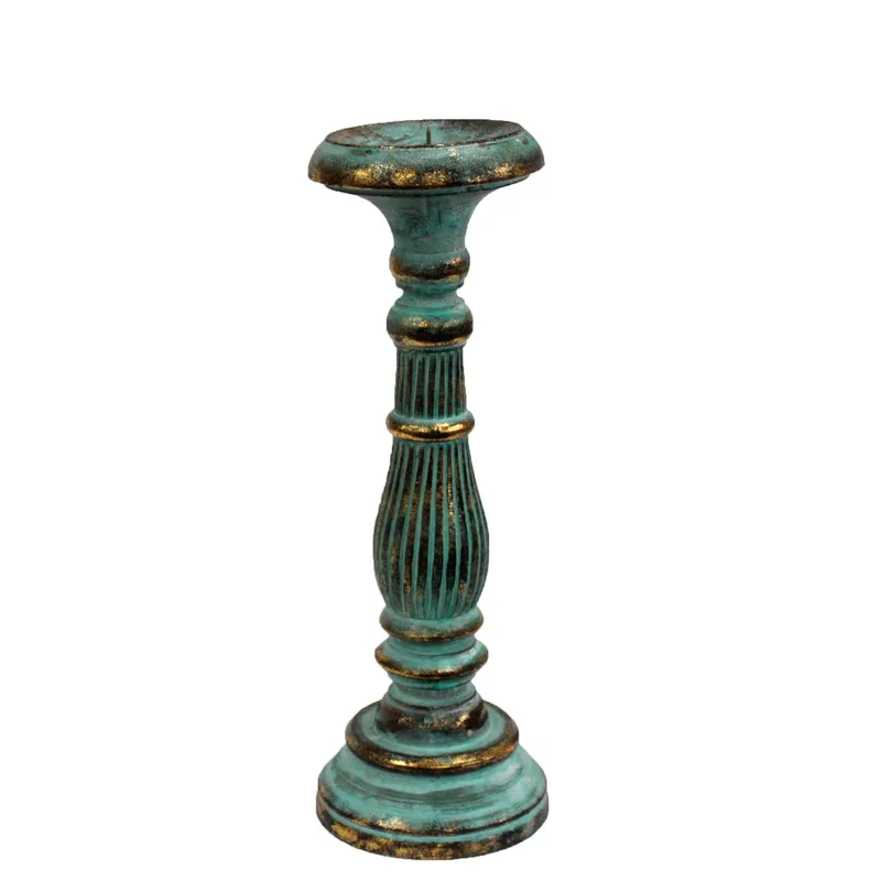 Medium Candela Stand Turquois Oro