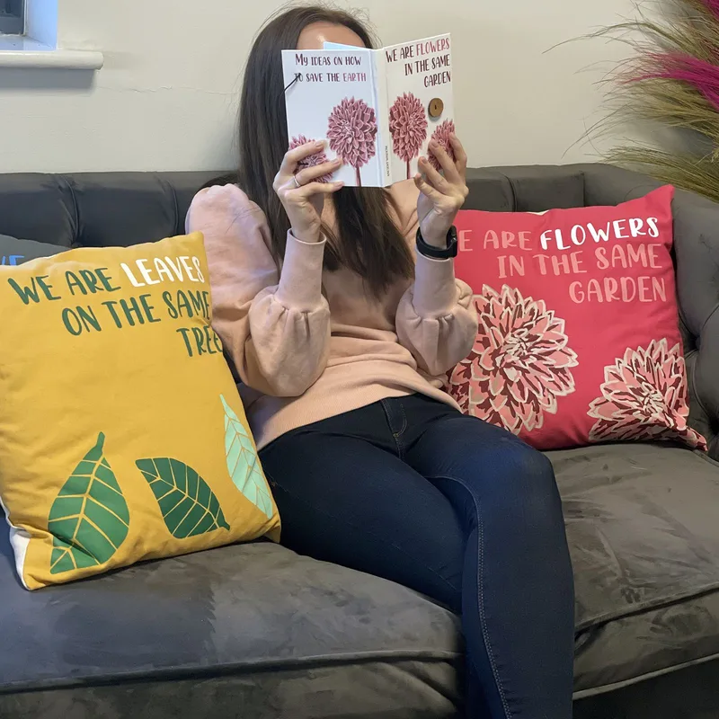 Printed Cotton Cushion Cover - We are Waves - Naturale — foto 1