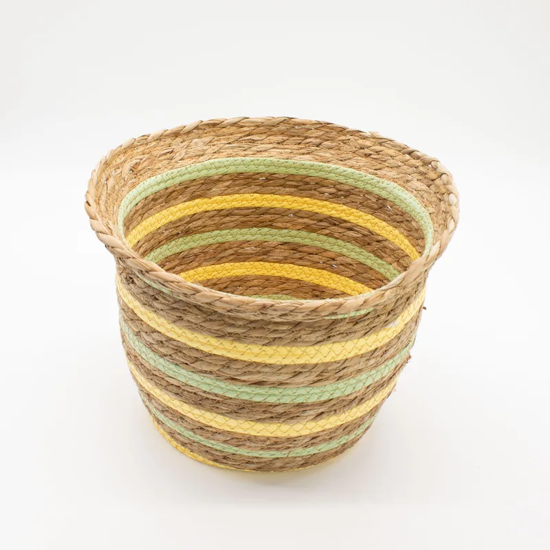 Seagrass & Straw Vase Shaped Baskets Naturale Yellow & Verde Set of 3 — foto 1