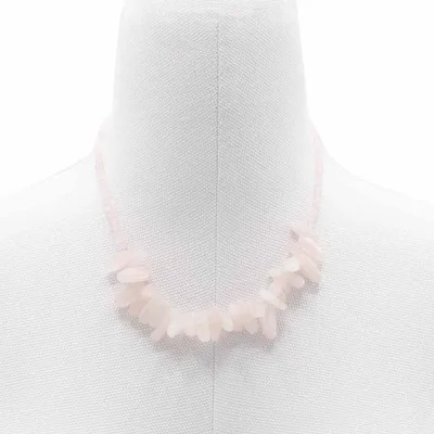 Collo Gioiello Longstone - Quarzo Rosa