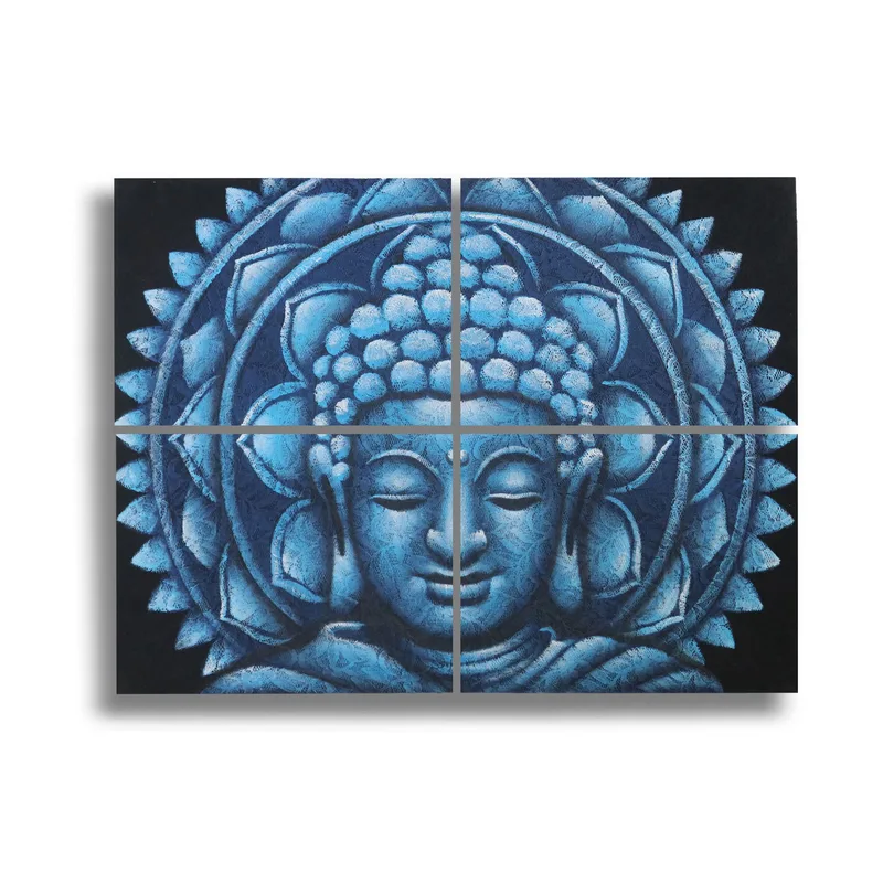 Blu Buddha Mandala Brocade Detail 30x40cm x 4