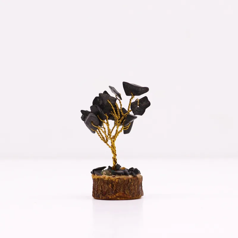 Mini Gemstone Trees On Legno Base - Nero Agate (15 stones) — foto 2
