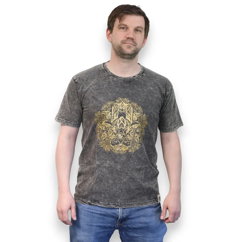Nomad Sari Stonewashed Cotton T-Shirt – Hamsa – Dark Grey – Medium — foto 2