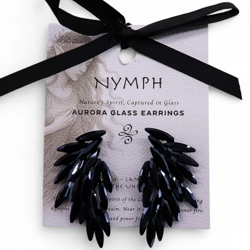 Jet Nero - Vintage Glass - Angel Wings - Earrings — foto 3