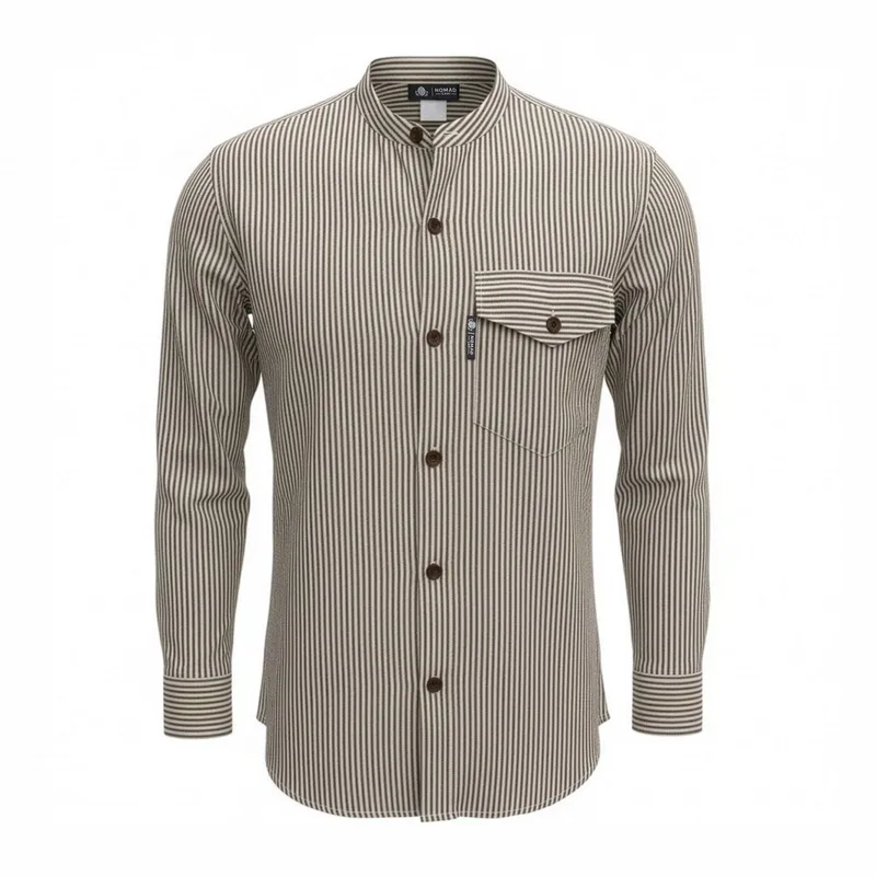 Nomad Sari Grandad Shirt Grey Stone Large