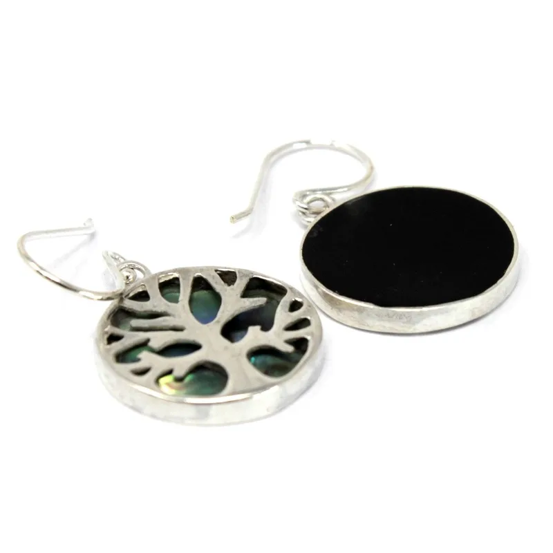 Albero of Life Argento Earrings 15mm Abalone — foto 1