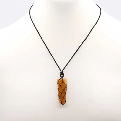 Laced Gemstone Flat Point Pendant - Golden Quartz — foto 1