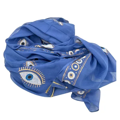 Nomad Sari On the Med Collection Pario Rich Blu & Oro Hand Painted Evil Eye Design
