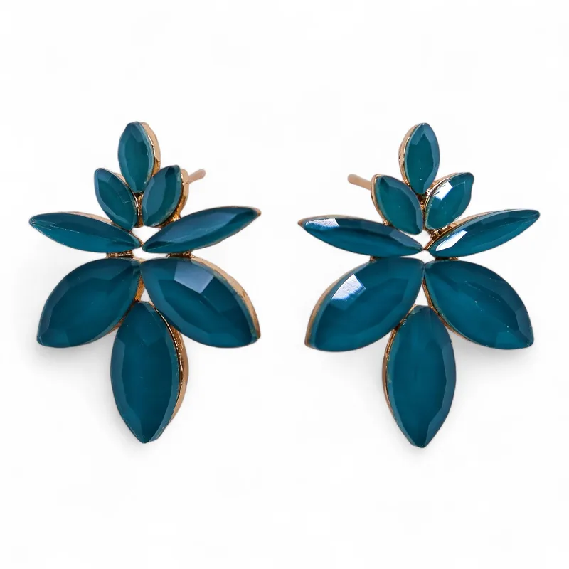 Teal Verde - Vintage Glass - Fiori - Earrings — foto 1