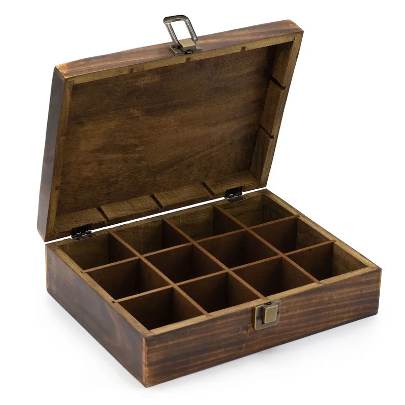 Mango Carved Tè Scatola - ( 12 compartments) 30x23x10cm — foto 2