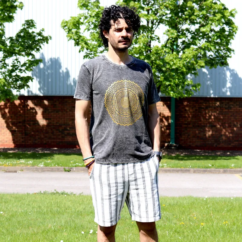 Nomad Sari Stonewashed Cotton T-Shirt Mandala Dark Grey Medium — foto 2