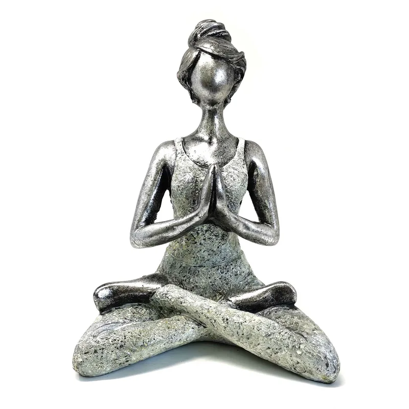 Yoga Lady Figure Argento & Bianco 24cm