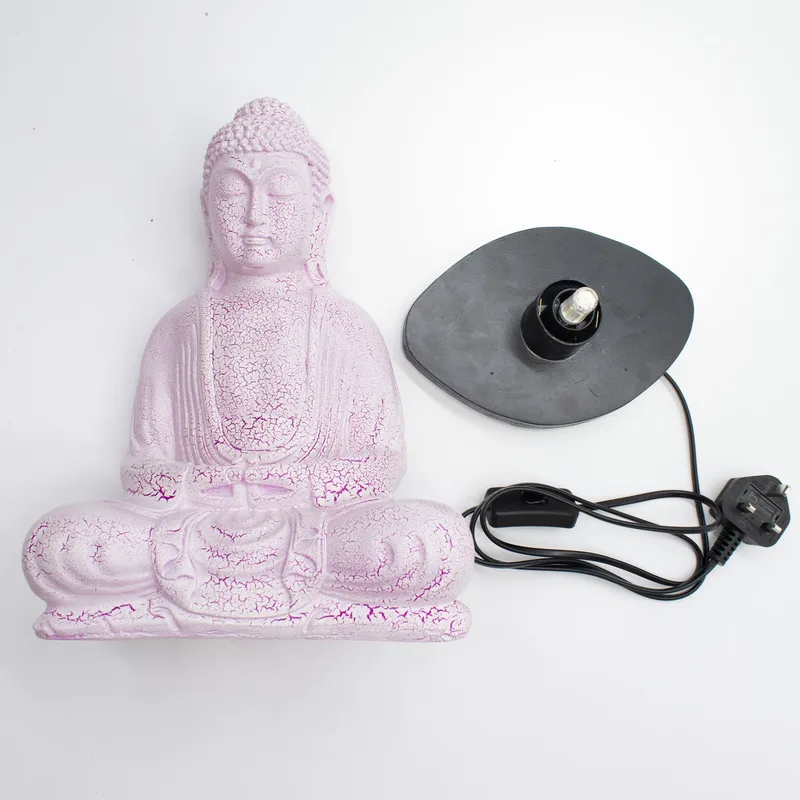 Meditation Buddha Lamp Cherry Crackle Oval Stand