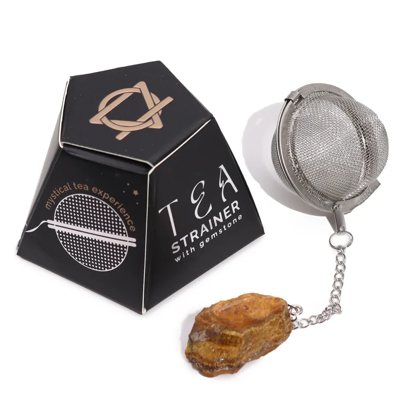 Raw Crystal Gemstone Tè Strainer - Oro Tigers Eye