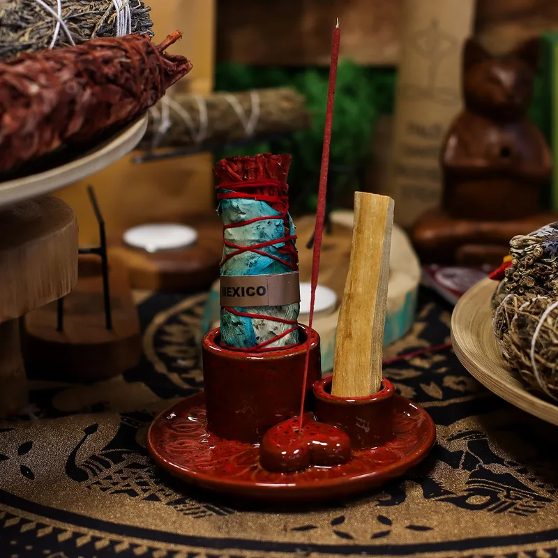 Palo Santo Stick & Smudge Porta Mandala Red with Heart Gloss — foto 6