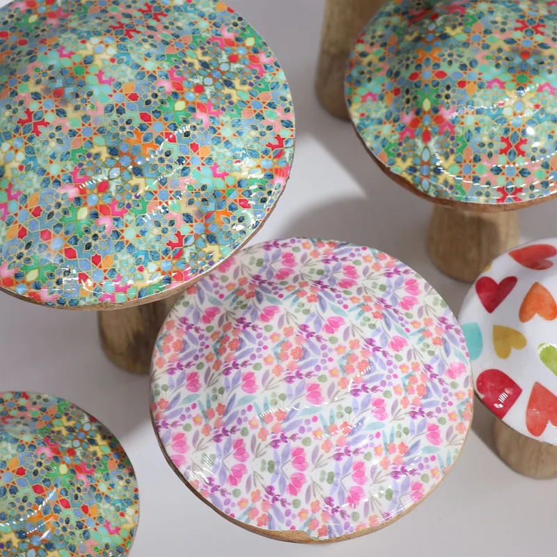 Small Enamelled Mushroom - 10cm - Pretty Floral — foto 1