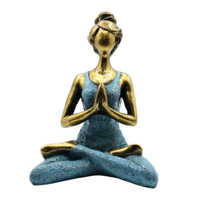 Yoga Lady Figure Bronze & Turqoise 24cm