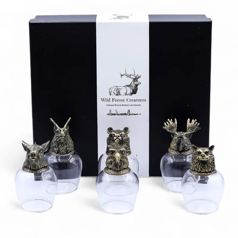 Gift Set of 6 Glasses (100ml) - Mystical Creatures - Antique Bronze