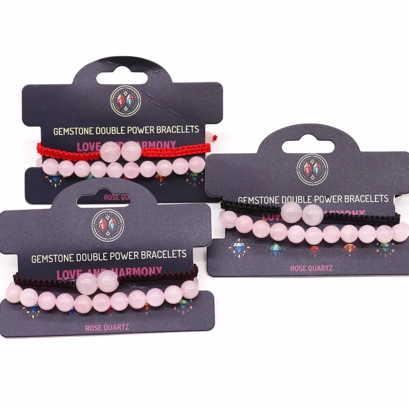 Gemstone Double Power Bracelets- Rosa Quartz — foto 1