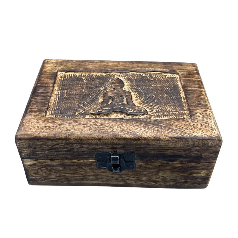 Medium Wooden Keepsake Scatola 15x10x6cm - Buddha