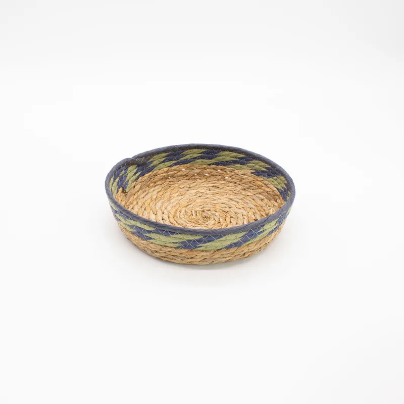 Straw & Seagrass Tray Baskets Naturale Verde & Blue Set of 3 — foto 5