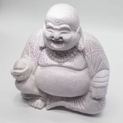 Laughing Buddha Lamp Lavanda Crackle - Round Stand — foto 4