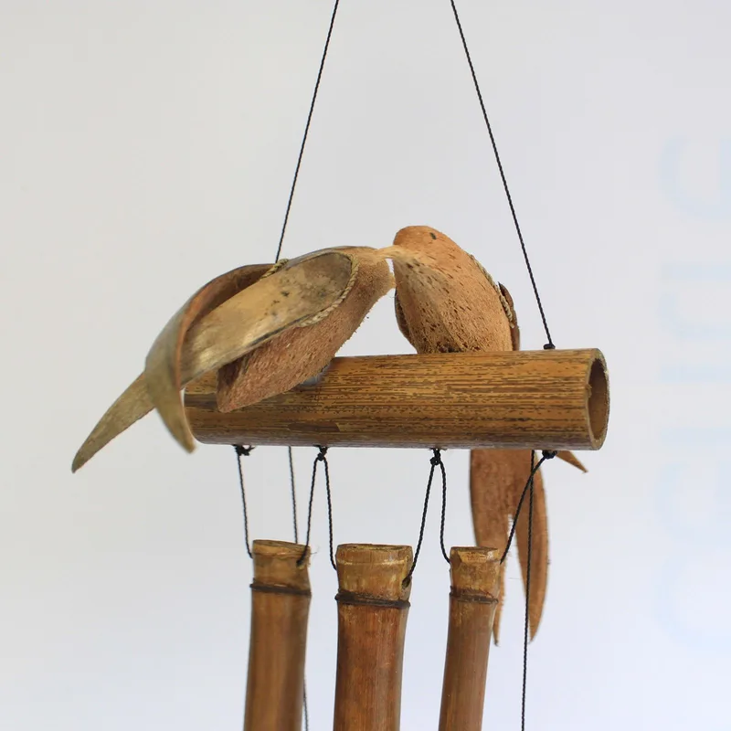 1x Coconut Twin Birds Windchimes — foto 1