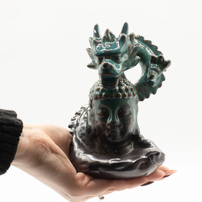 Backflow Incenso Bruciatore Dragon Over Buddha — foto 2