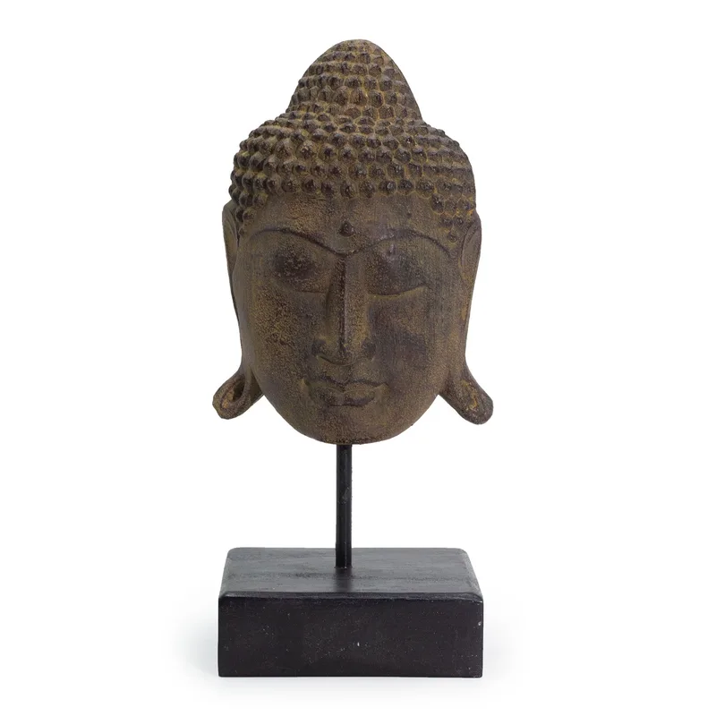 Large Serenity Buddha Head on Stand Grey